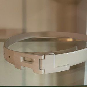 Ralph Lauren Collection Skinny White Patent Leather Belt w/ RL